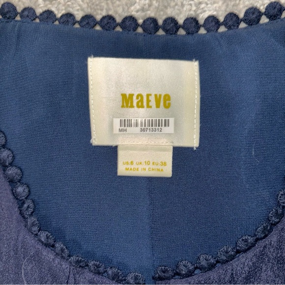 Anthropologie Maeve Boho Festivity Swing Dress Navy Sequin Fringe Size 6 - Picture 4 of 5